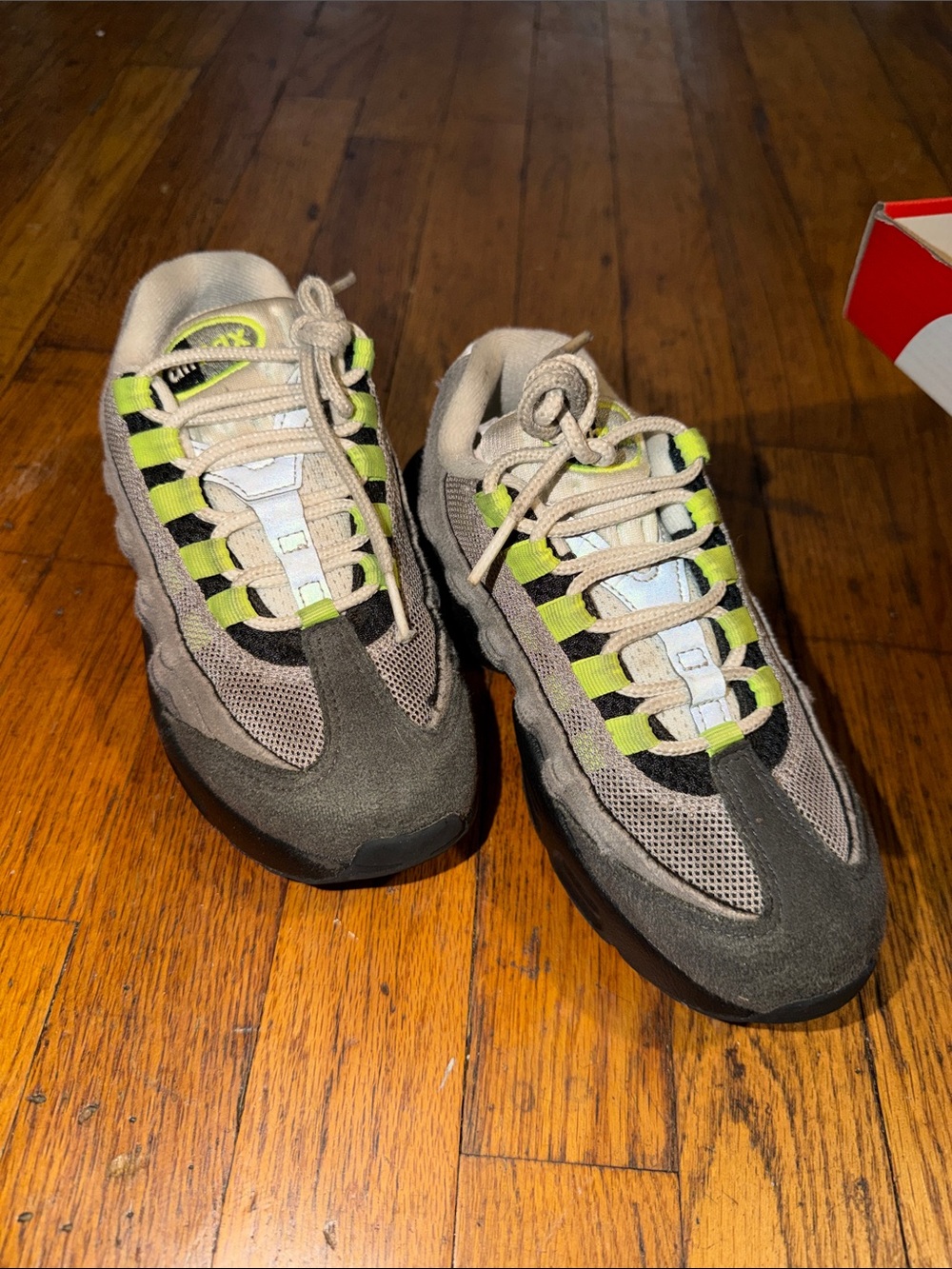 Nike Kids Gray and Lime Green Lace-Up Sneakers